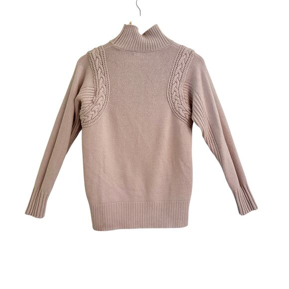 Reiss Dalia Cableknit Wool Blend Sweater Sz Small Classic Funnel Neck Beige - Picture 7 of 7